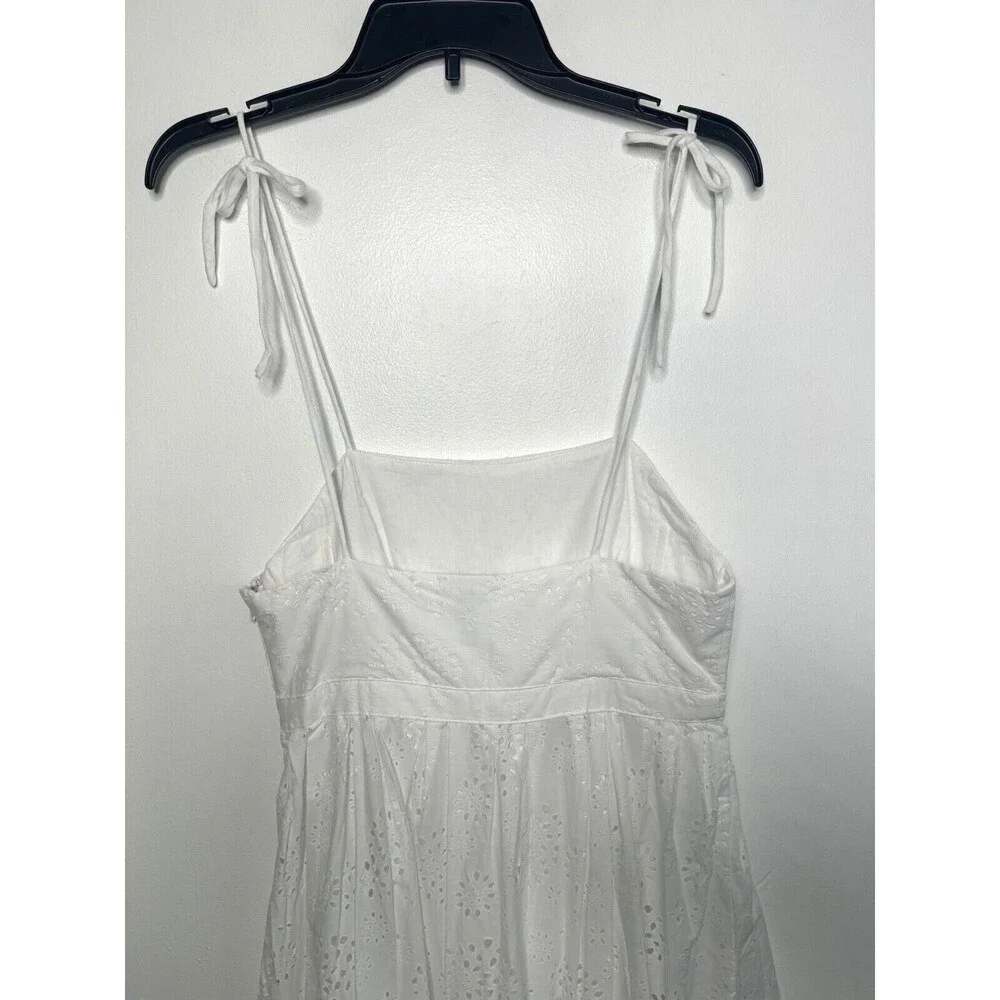 White Cotton Summer Sundress Spaghetti Strap Eyelet Women’s Medium